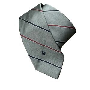 Vintage Christian Dior Black Label Blue/Red Striped Necktie Tie Gray